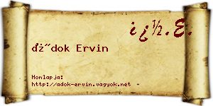 Ádok Ervin névjegykártya